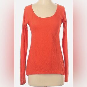 39 ATHLETA ORANGE SCOOP NECK LONG SLEEVE COTTON BLEND CLASSIC T SHIRT TOP